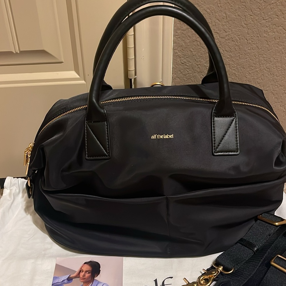 Alf The Label Ali Carryall Nylon 5-Way Bag NEW Black-Gold - Picture 5 of 15